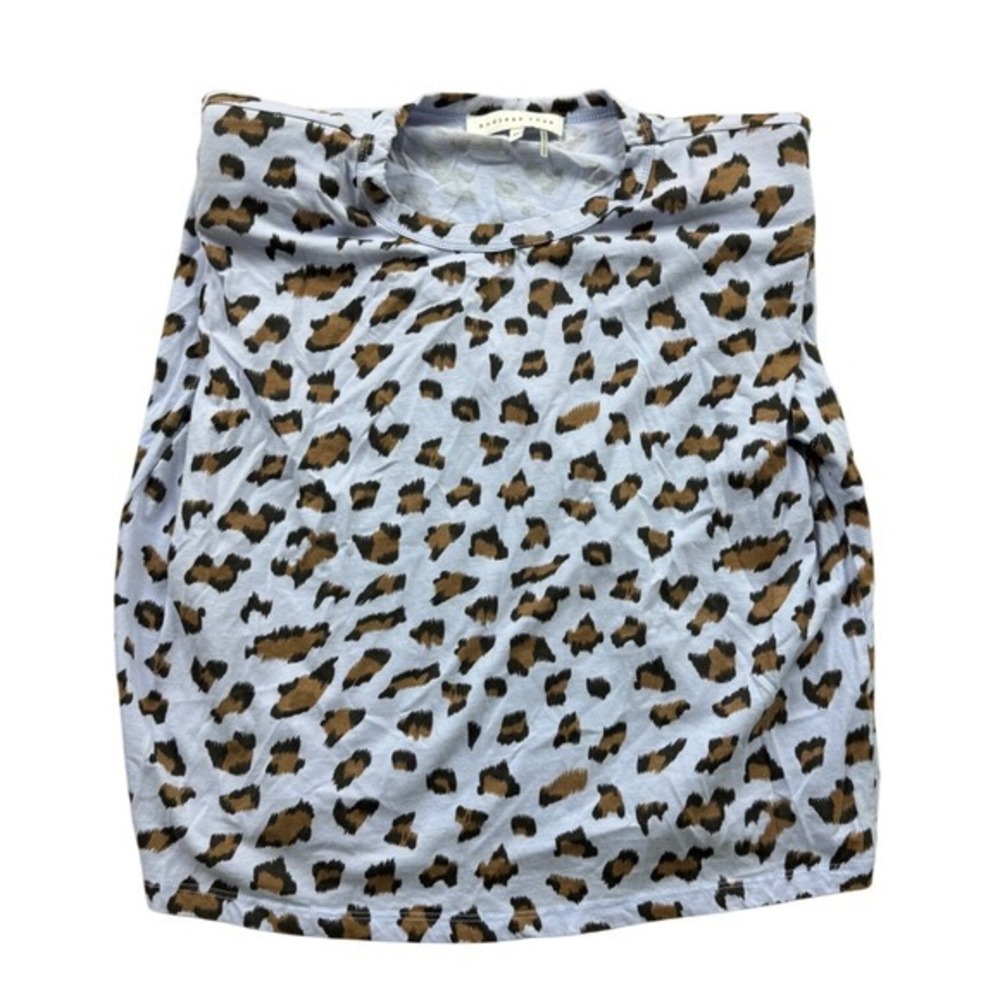 Endless Rose XS Animal Print Top Brown Spots Light Blue‎ Casual